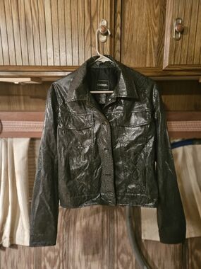 Outbrook Trading Co. Black/dark Gray Faux Snakeskin Jacket